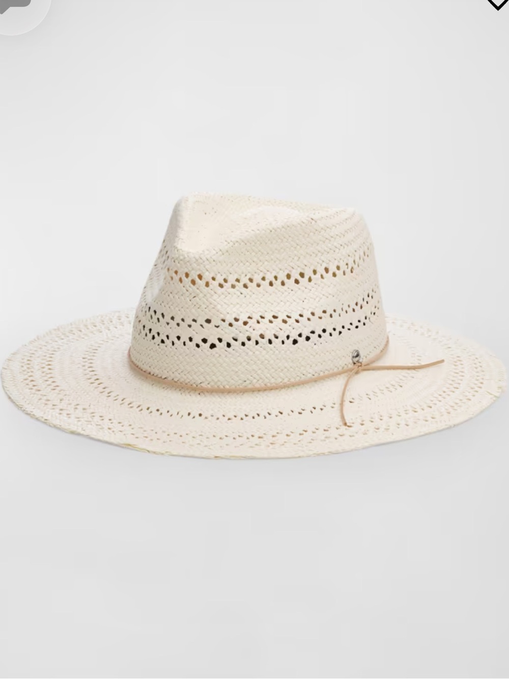 rag&bone “Elle” Perforated Paper Straw Hat Fedora with Leather Band